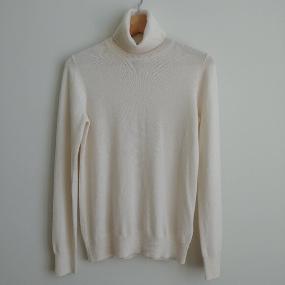 100% cashmere Medium Joe Fresh off white cream turtleneck sweater top - Picture 1 of 16